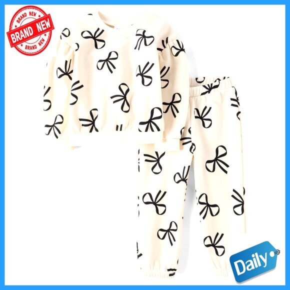 Girls Long Sleeve Fleece Active Set 2-Piece Outfit with Jogger Pants